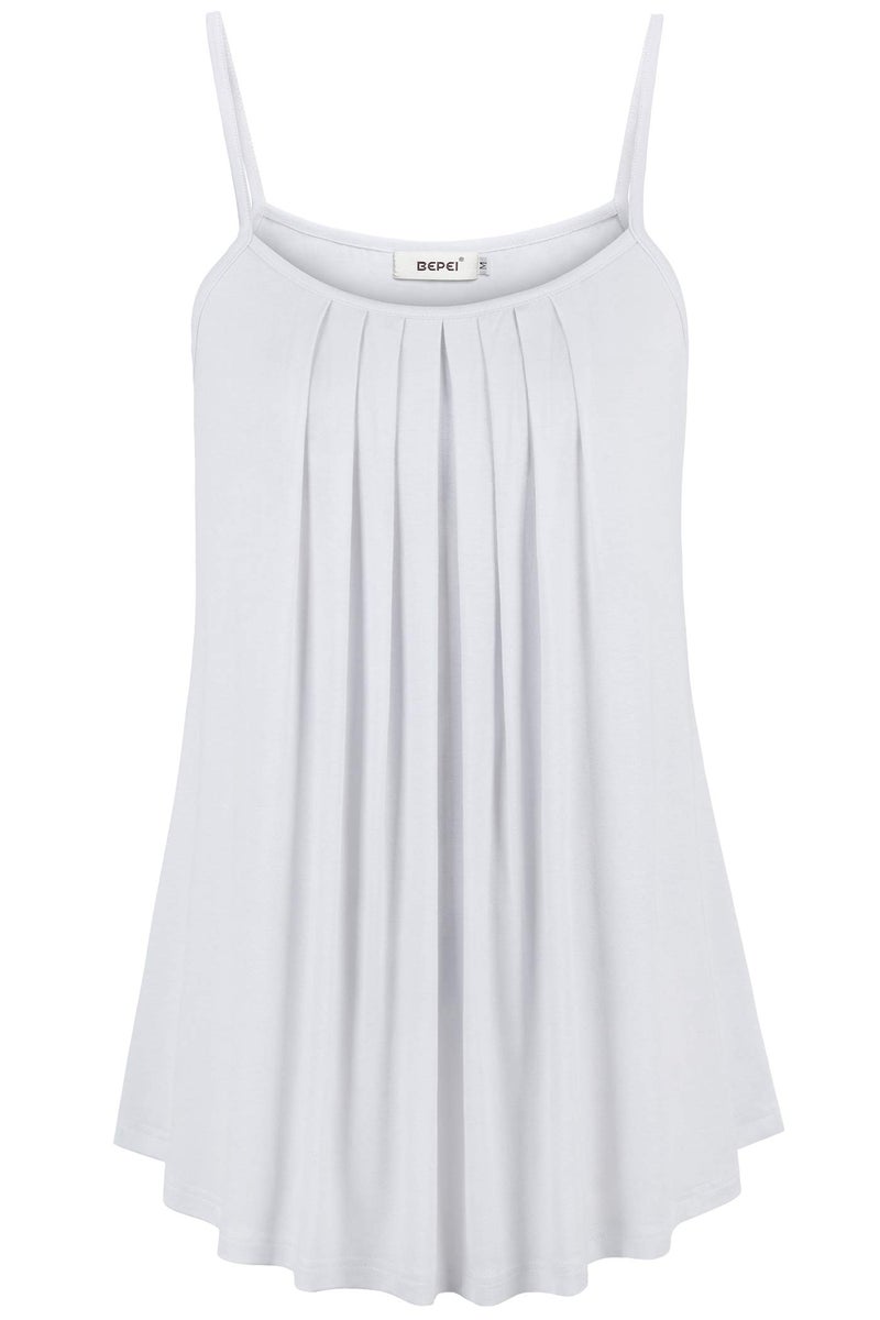 BEPEI Summer Tank Tops for Women,Pretty Solid Color Party Fashion Blouses 2026 Stretchy Tunic Oversize Cool Thin Shirts Boutique Clothing Simple Design Plus Size,White 2XL - Image 1